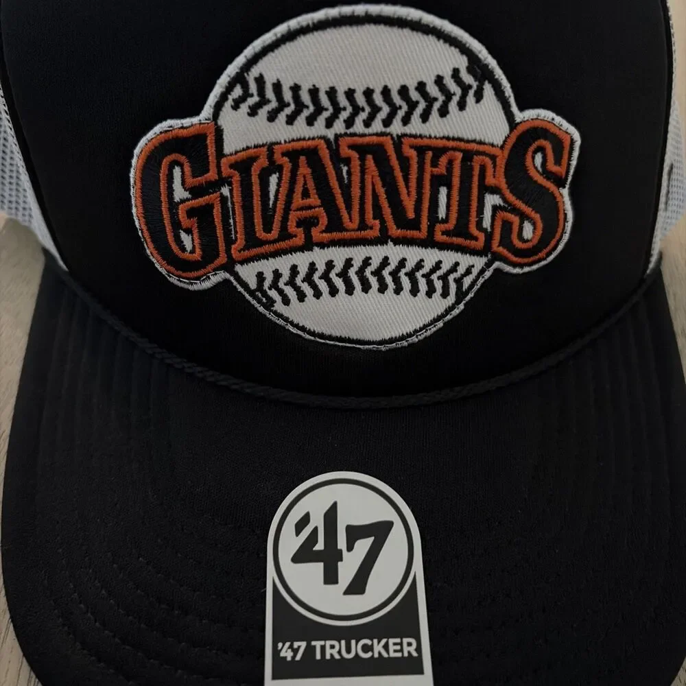 San Francisco Giants New '47 Trucker Black White Mesh Adjustable Dad Golf Hat